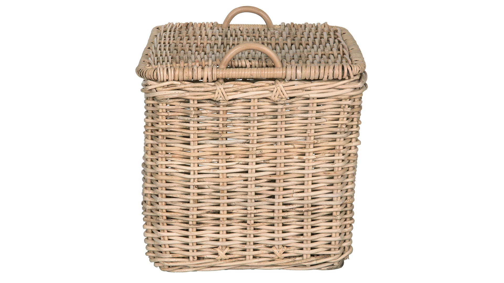 Rattan Core Rectangular Storage Basket with Lid, Natural