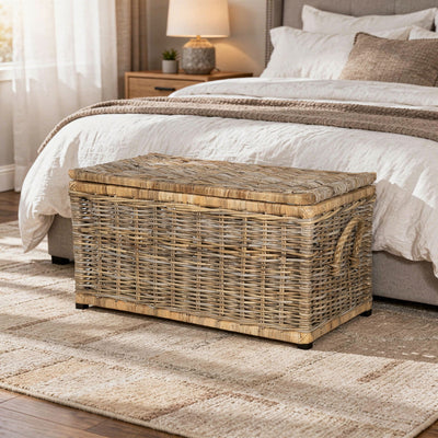 Rattan Kobo Decorative Storage Trunk with Lid, Natural