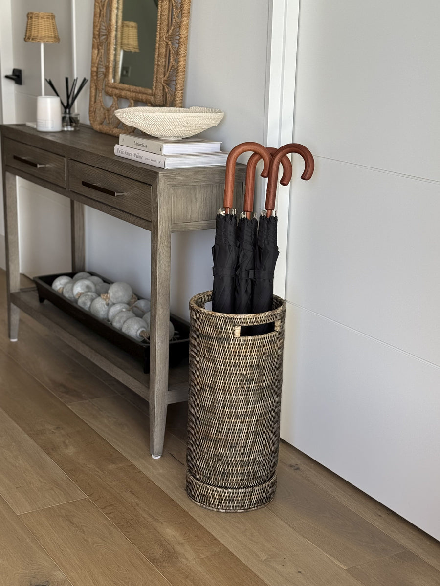 La Jolla Rattan Round Umbrella Stand with Water Catch
