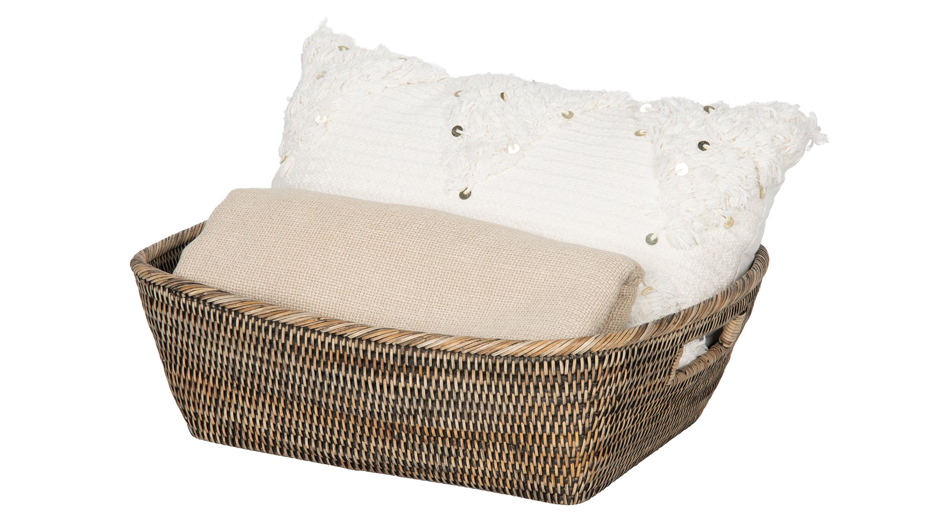 La Jolla Oblong Rattan Storage & Shelf Basket