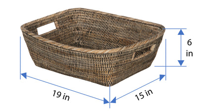 La Jolla Oblong Rattan Storage & Shelf Basket