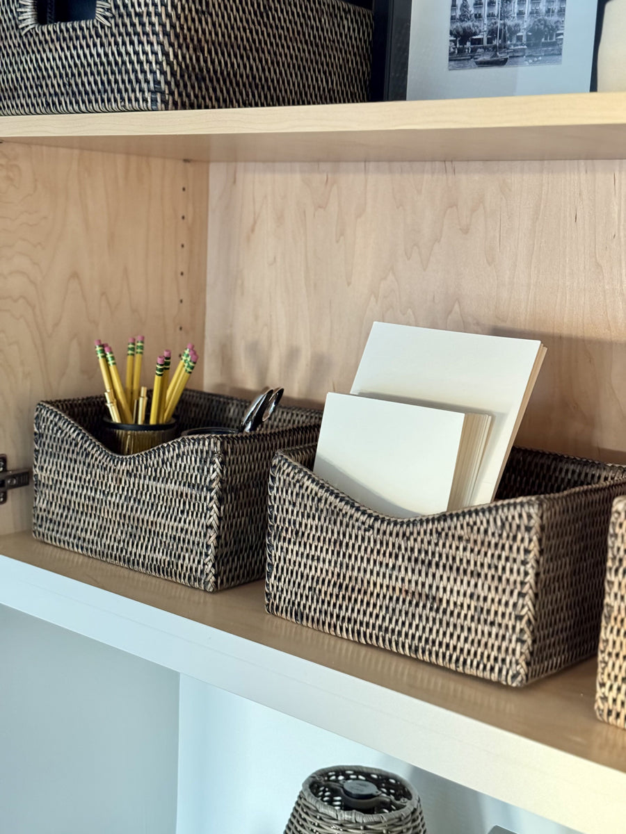 La Jolla Rattan Organizing & Shelf Basket