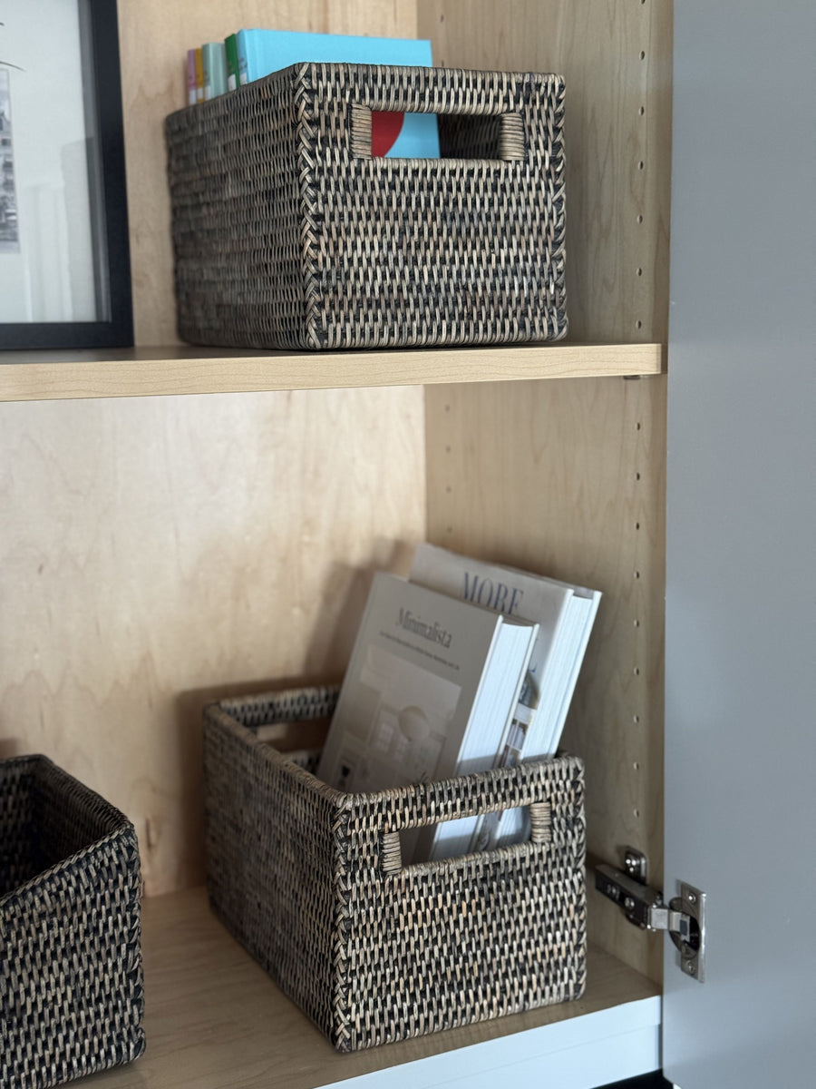 La Jolla  Rattan Shelf Basket with Handles
