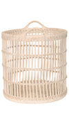 Round Rattan Open Weave Storage Basket, White Wash