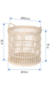 Round Rattan Open Weave Storage Basket, White Wash