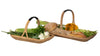 Vegetable and Flower Wicker Basket with Leather Wrapped Arch Handle, Natural Color