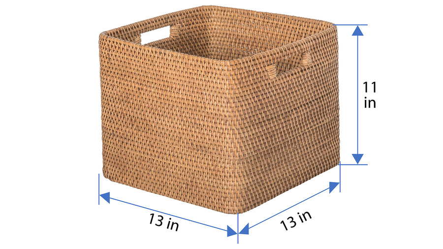 Loma Decorative Square Rattan Storage Basket with Handles