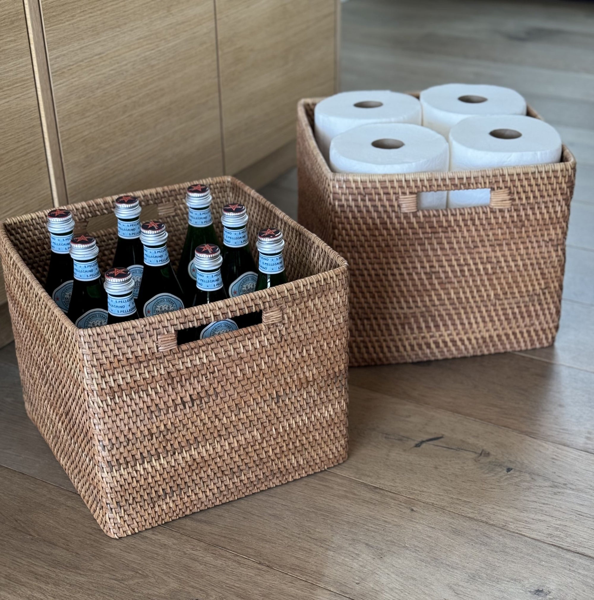Loma Decorative Square Rattan Storage Basket with Handles