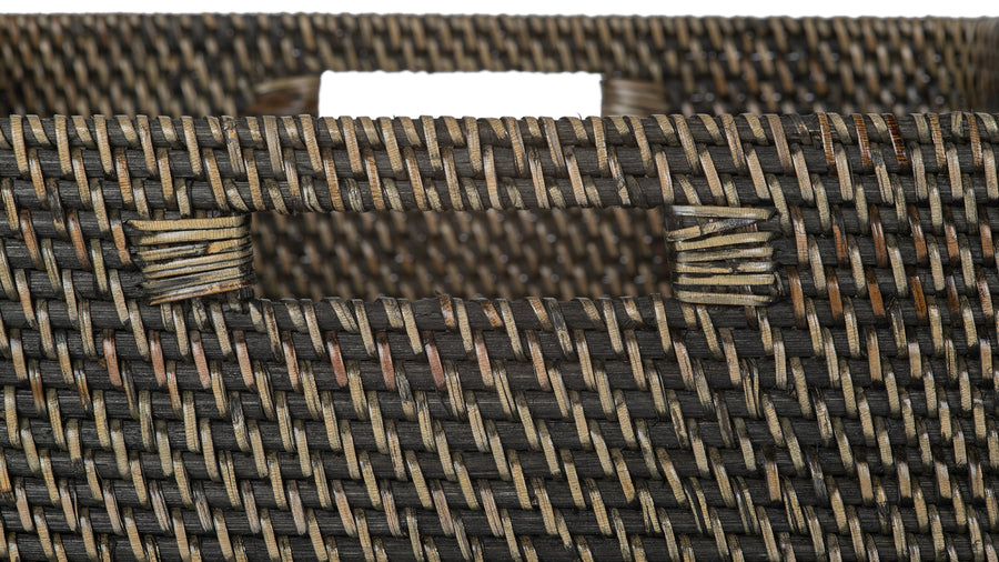 Loma Decorative Square Rattan Storage Basket with Handles