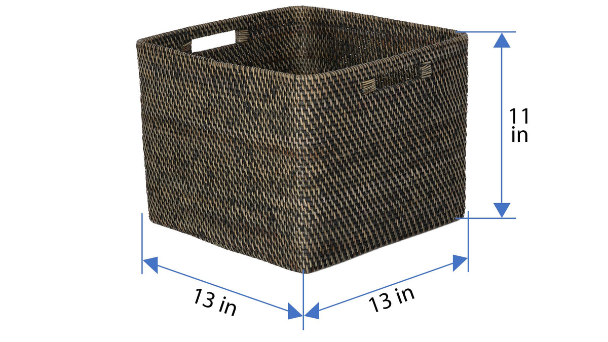 Loma Decorative Square Rattan Storage Basket with Handles