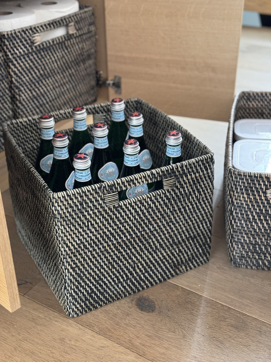 Loma Decorative Square Rattan Storage Basket with Handles