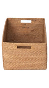 Loma Rectangular Decorative Rattan Storage Basket with Handles