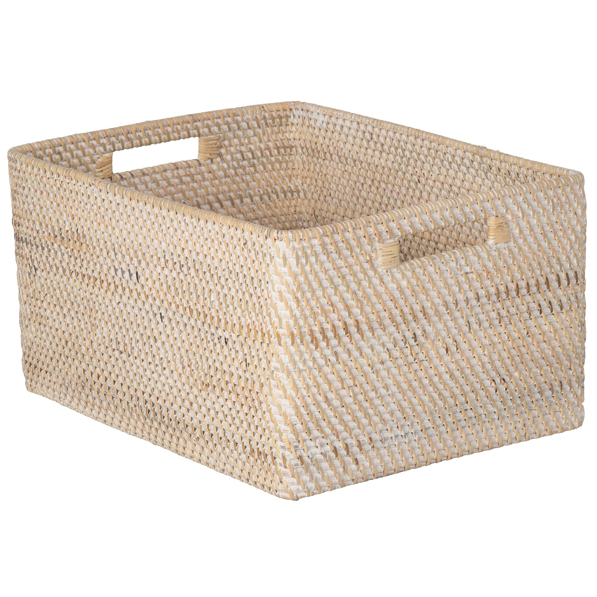 Loma Rectangular Decorative Rattan Storage Basket with Handles