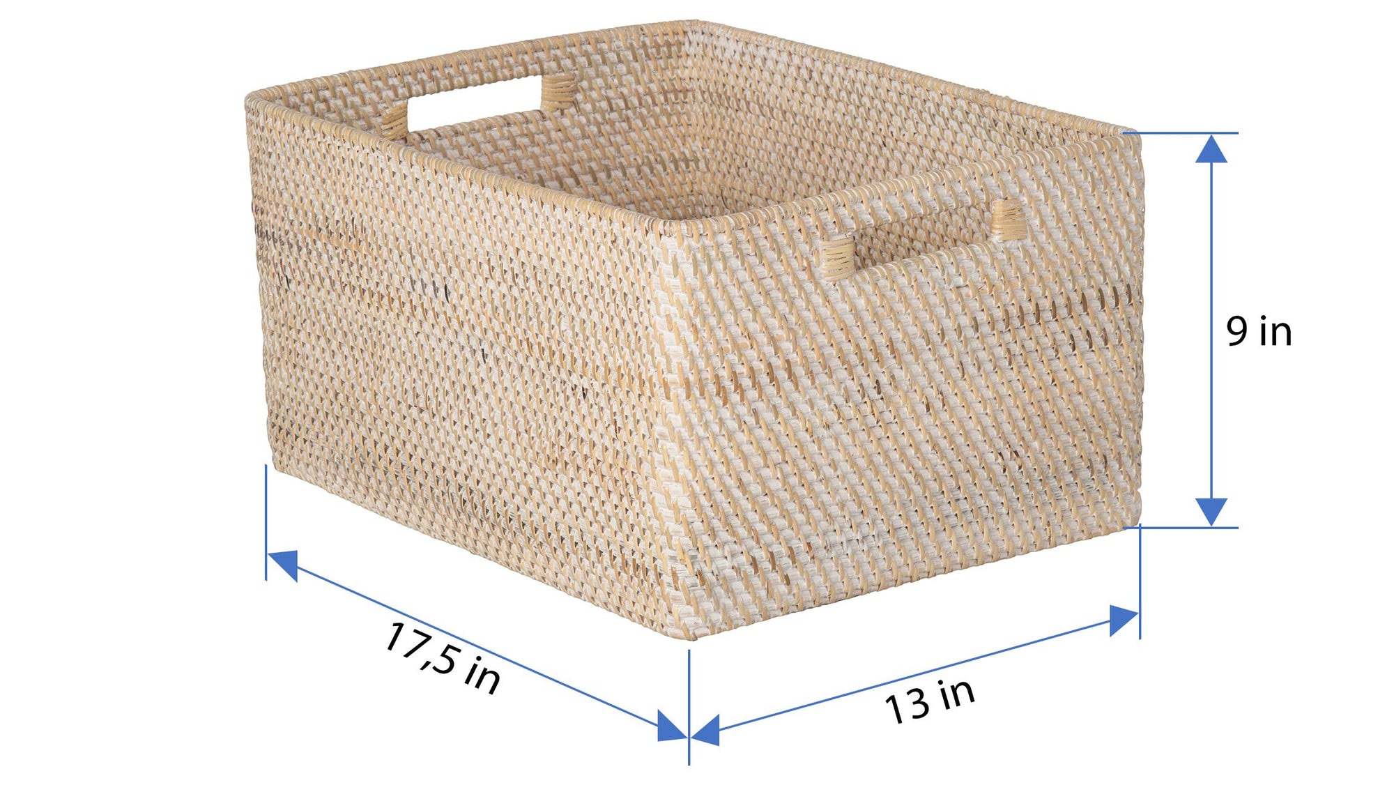 Loma Rectangular Decorative Rattan Storage Basket with Handles