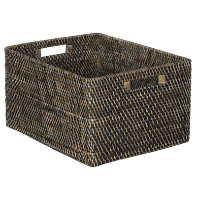 Loma Rectangular Decorative Rattan Storage Basket with Handles