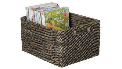 Loma Rectangular Decorative Rattan Storage Basket with Handles