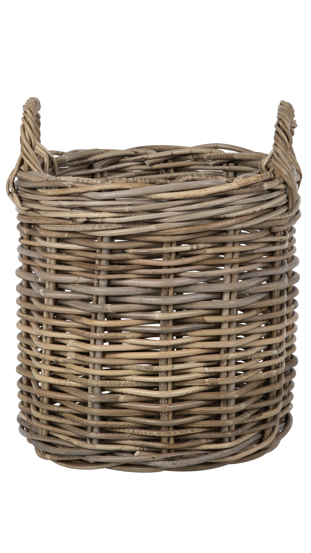 Nusa Round Kobo Basket with Ear Handles, Gray-Brown