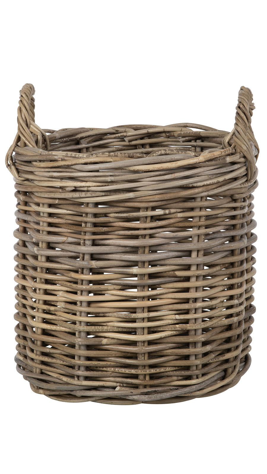 Nusa Round Kobo Basket with Ear Handles, Gray-Brown