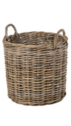 Nusa Round Kobo Basket with Ear Handles, Gray-Brown