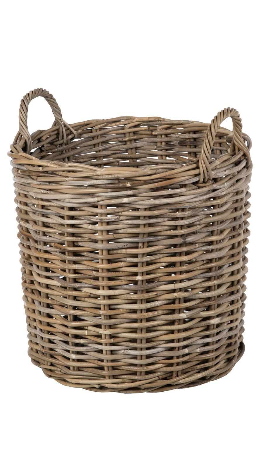 Nusa Round Kobo Basket with Ear Handles, Gray-Brown