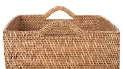 Loma Rectangular Decorative Rattan Storage Basket with Ear Handles, Large