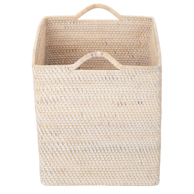 Loma Rectangular Decorative Rattan Storage Basket with Ear Handles, Large