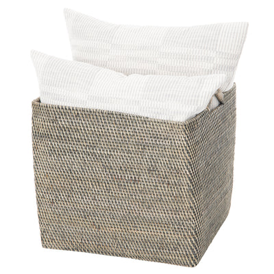 Loma Rectangular Decorative Rattan Storage Basket with Ear Handles, Large