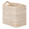 Loma Rectangular Decorative Rattan Storage Basket with Ear Handles, Small