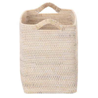 Loma Rectangular Decorative Rattan Storage Basket with Ear Handles, Small