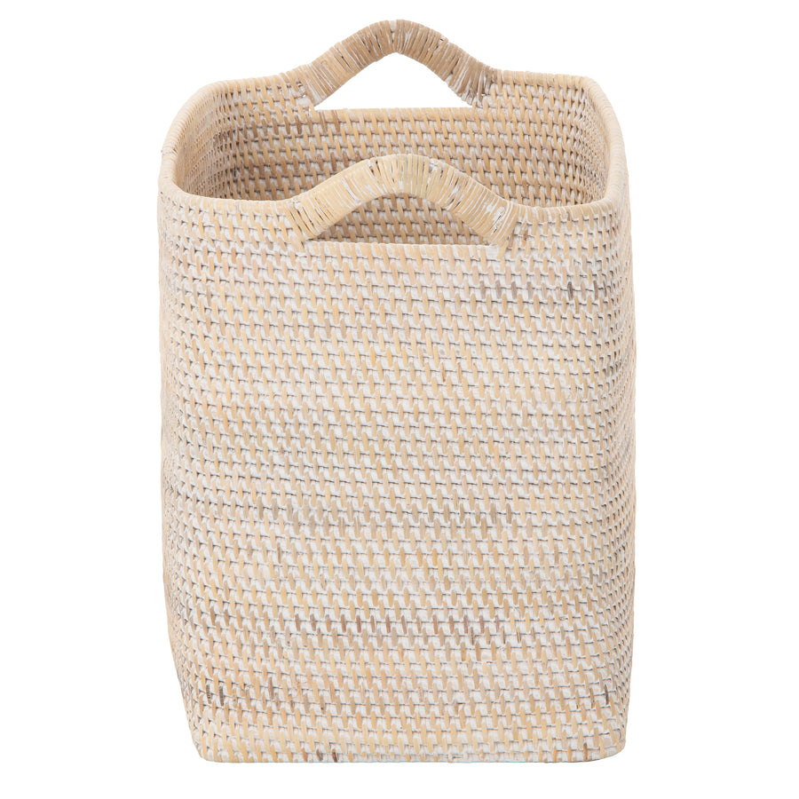 Loma Rectangular Decorative Rattan Storage Basket with Ear Handles, Small