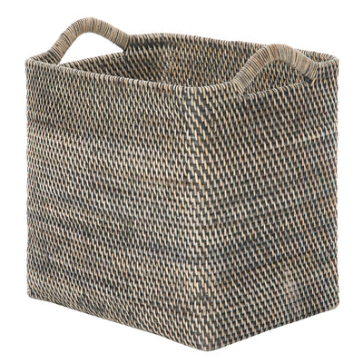 Loma Rectangular Decorative Rattan Storage Basket with Ear Handles, Small