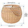 Spider Web Round Wicker Decorative Storage Basket, Natural