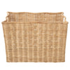 Rectangular Scalloped Wicker Decorative Storage Basket, Natural