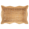 Rectangular Scalloped Wicker Decorative Storage Basket, Natural