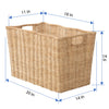 Rectangular Scalloped Wicker Decorative Storage Basket, Natural