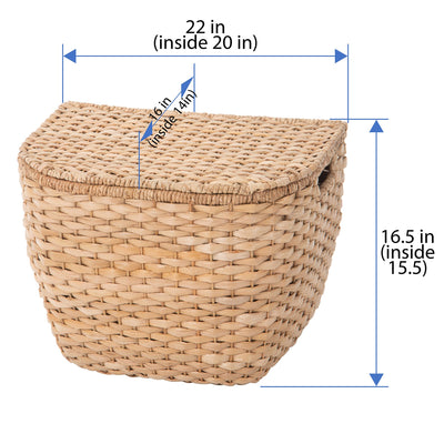 Oval Seagrass Wall Trunk, Storage Basket with Lid, Natural