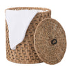 Round Lidded Vertical Weave Seagrass Laundry and Storage Basket with Liner