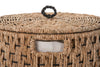 Round Lidded Vertical Weave Seagrass Laundry and Storage Basket with Liner