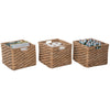 Rectangular Vertical Weave Seagrass Storage Basket with Cut-out Handles