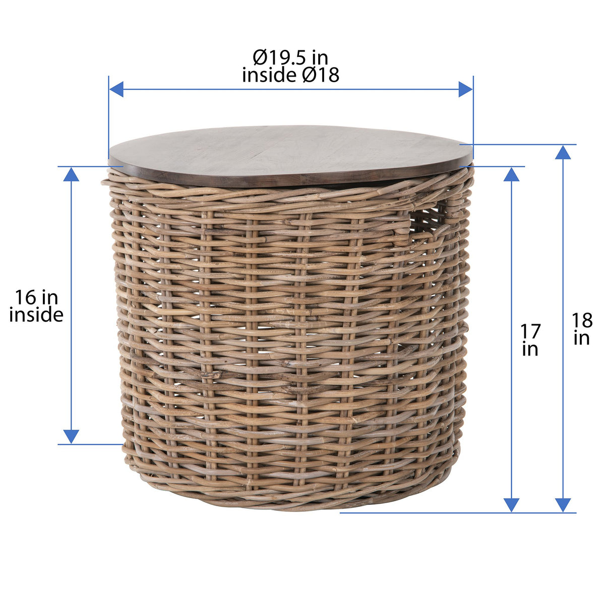 Storage Bench Round Kouboo Round Rattan Storage Basket Side or End Table with Wood Lid ...