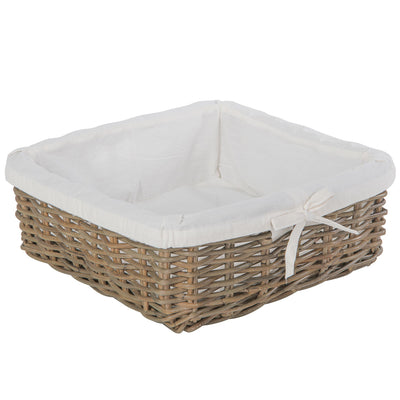 Kobo Rattan Square Shelf Basket with Fabric Liner, 3 Sizes