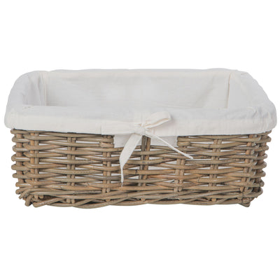 Kobo Rattan Square Shelf Basket with Fabric Liner, 3 Sizes