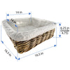 Kobo Rattan Square Shelf Basket with Fabric Liner, 3 Sizes