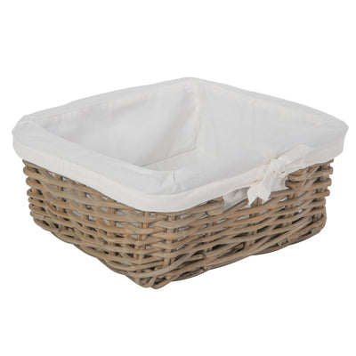 Kobo Rattan Square Shelf Basket with Fabric Liner, 3 Sizes