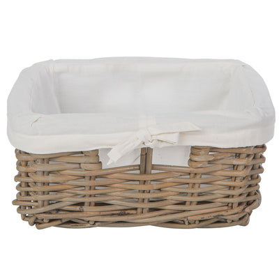 Kobo Rattan Square Shelf Basket with Fabric Liner, 3 Sizes