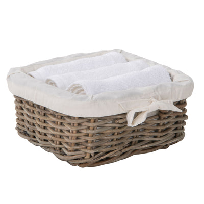 Kobo Rattan Square Shelf Basket with Fabric Liner, 3 Sizes