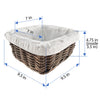 Kobo Rattan Square Shelf Basket with Fabric Liner, 3 Sizes