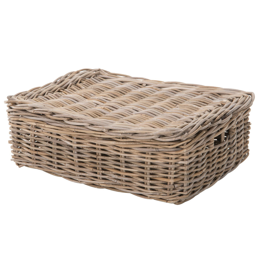 Kobo Rattan Rectangular Lidded Storage and Underbed Basket, Organizer Box, 3 Sizes