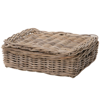 Kobo Rattan Rectangular Lidded Storage and Underbed Basket, Organizer Box, 3 Sizes