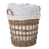 Kobo Round Rattan Storage and Laundry Basket with Liner and Handles - Removable and Washable Liner